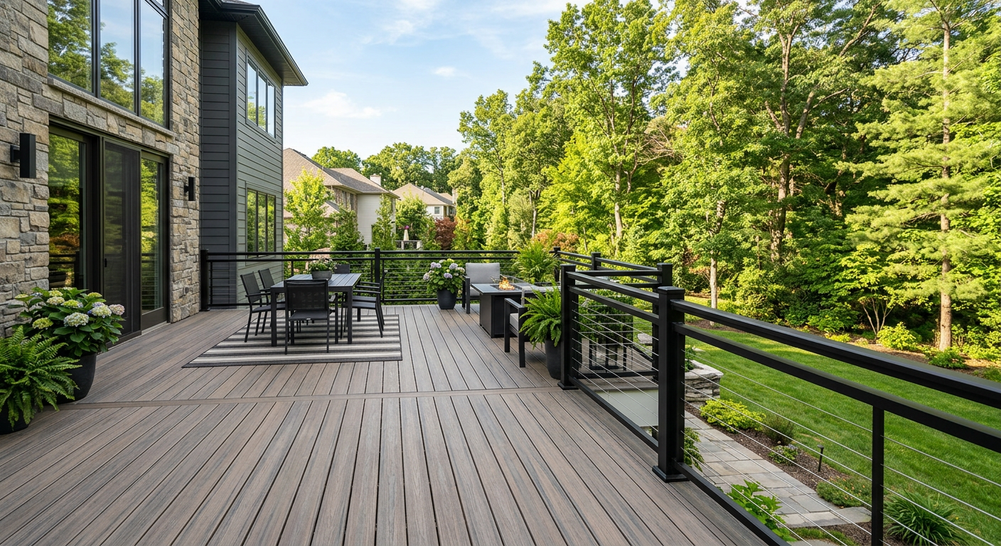Aluminum deck railings on composite deck