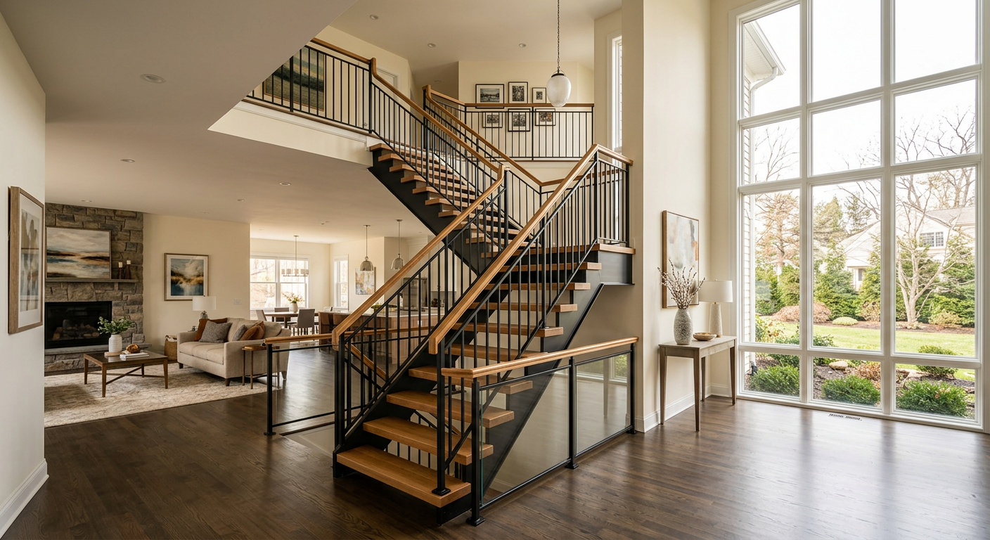 Modern interior staircase railings